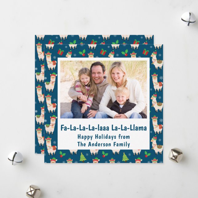 Tarjeta Festiva Foto Divertida con Llama con Juego de Palabras (Anverso/Reverso In Situ)