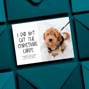 Tarjeta Festiva Foto divertida de año nuevo de mascota linda en bl