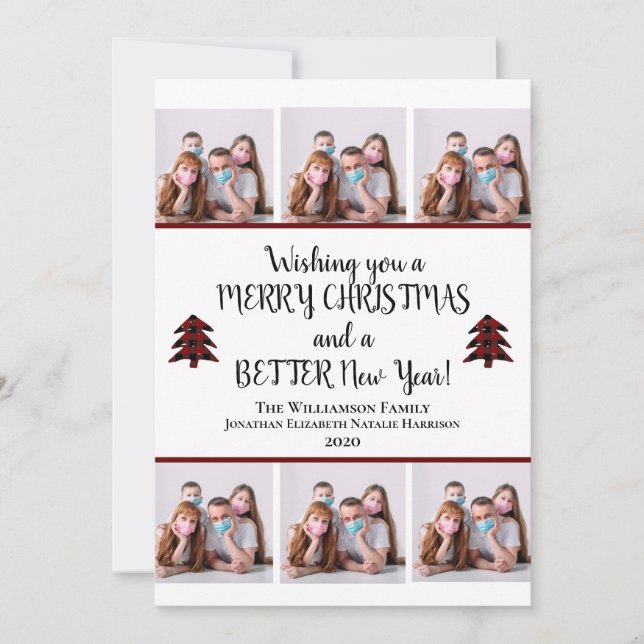 Tarjeta Festiva Foto divertida de cara enmascara a Navidades mejor (Anverso)