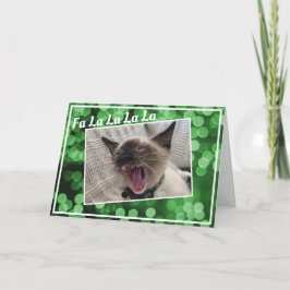 Tarjeta Festiva Foto divertida de gatito siamés cantando en Navida