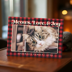 Tarjeta Festiva Foto divertida de gato doméstico con cuadros moder