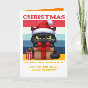 Tarjeta Festiva Foto divertida de gato vintage navideño retro