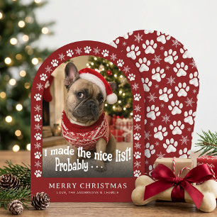 Tarjeta Festiva Foto divertida de mascota de perro lindo en Navida