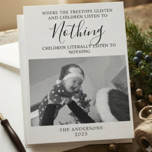 Tarjeta Festiva Foto divertida de niño en blanco y negro minimalis