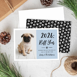 Tarjeta Festiva Foto divertida de perro azul polvoriento año 2026