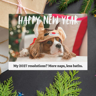 Tarjeta Festiva Foto divertida de perro lindo Feliz Año Nuevo
