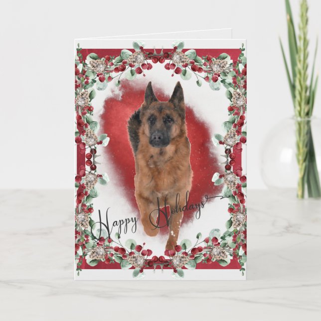 Tarjeta Festiva Foto divertida de un pastor alemán de vacaciones (Anverso)