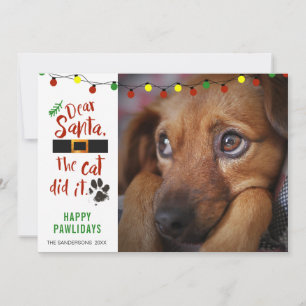 Tarjeta Festiva Foto divertida del perro travieso DEAR SANTA EL GA