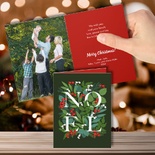 Tarjeta Festiva Foto doblada de NOEL Greenery