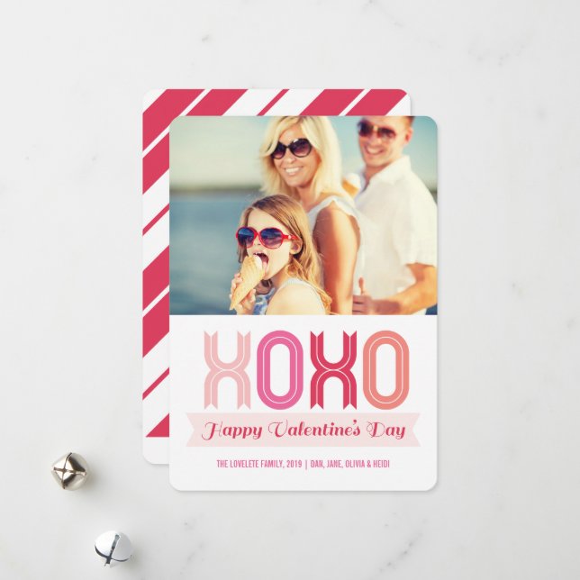 Tarjeta Festiva Foto El día de San Valentín de Cinta XOXO Love And (Anverso/Reverso In Situ)