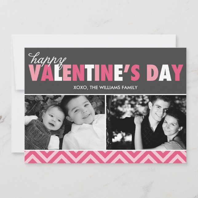 Tarjeta Festiva Foto El día de San Valentín de letras rosadas mode (Anverso)