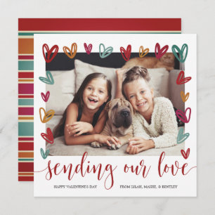 Tarjeta Festiva Foto El día de San Valentín de marco de corazones 