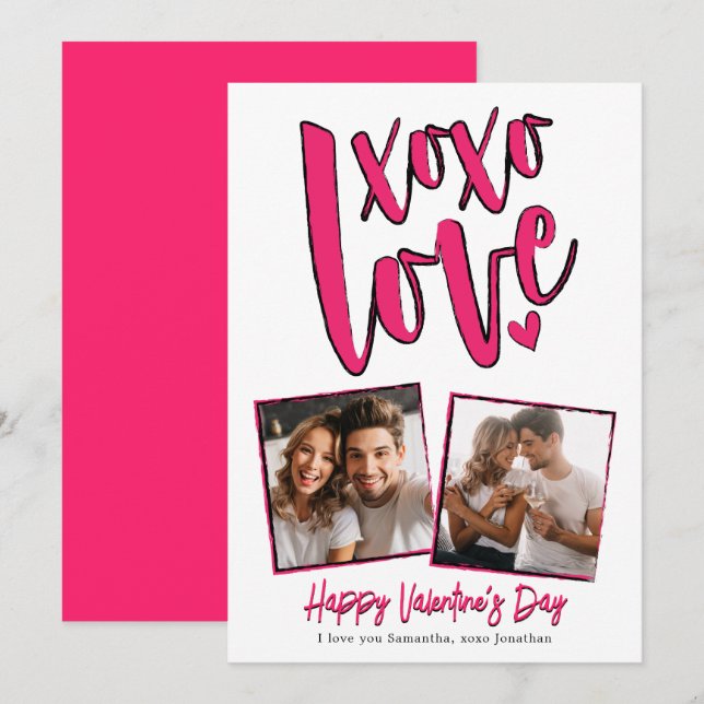 Tarjeta Festiva Foto El día de San Valentín de XOXO Love Photo (Anverso / Reverso)