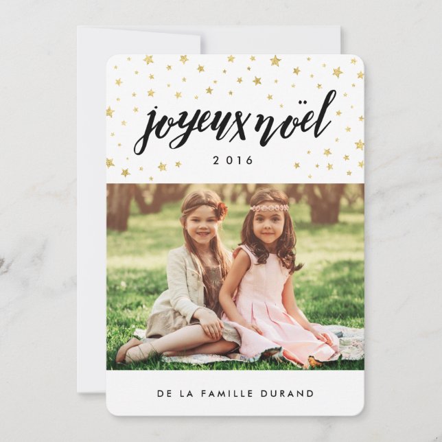 Tarjeta Festiva Foto el | Joyeux Noel de noël de las cartas (Anverso)