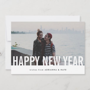 Tarjeta Festiva Foto elegante casual simple de la Feliz Año Nuevo