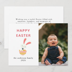 Tarjeta Festiva Foto elegante de conejo moderno Feliz Pascua