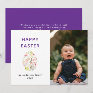 Tarjeta Festiva Foto elegante de conejo moderno feliz Pascua
