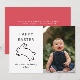 Tarjeta Festiva Foto elegante de conejo moderno feliz Pascua