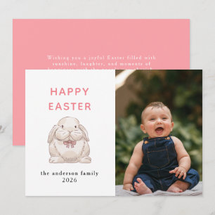 Tarjeta Festiva Foto elegante de conejo moderno feliz Pascua