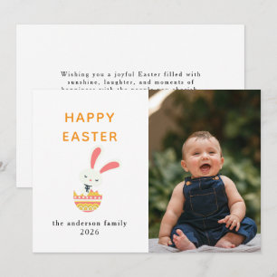Tarjeta Festiva Foto elegante de conejo moderno Feliz Pascua