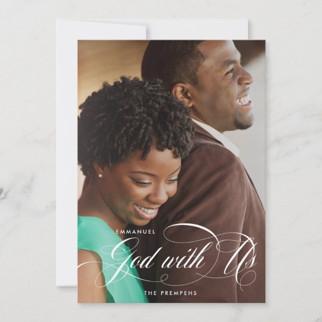 Tarjeta Festiva Foto elegante de Emmanuel Dios con nosotros (Anverso)