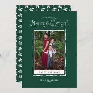 Tarjeta Festiva Foto Elegante verde brillante de Merry