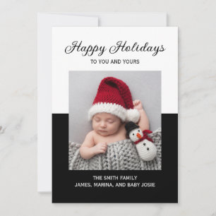 Tarjeta Festiva Foto en blanco y negro moderna Felices Fiestas Fot