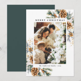 Tarjeta Festiva Foto familiar acuarela Navidades de flores botánic