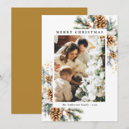 Tarjeta Festiva Foto familiar acuarela Navidades de flores botánic