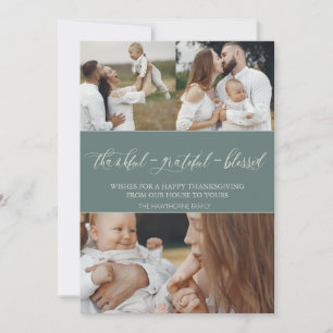 Tarjeta Festiva Foto familiar "Agradecida bendecida"