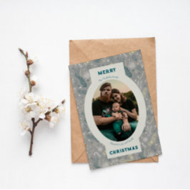 Tarjeta Festiva Foto familiar con doodle floral gris