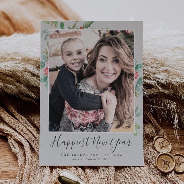 Tarjeta Festiva Foto familiar de Año Nuevo más feliz de la vegetac (Subido por el creador)