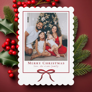 Tarjeta Festiva Foto familiar de arco rojo simple moderno