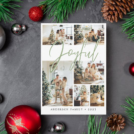 Tarjeta Festiva Foto familiar de calligraphy de Navidades verdes s