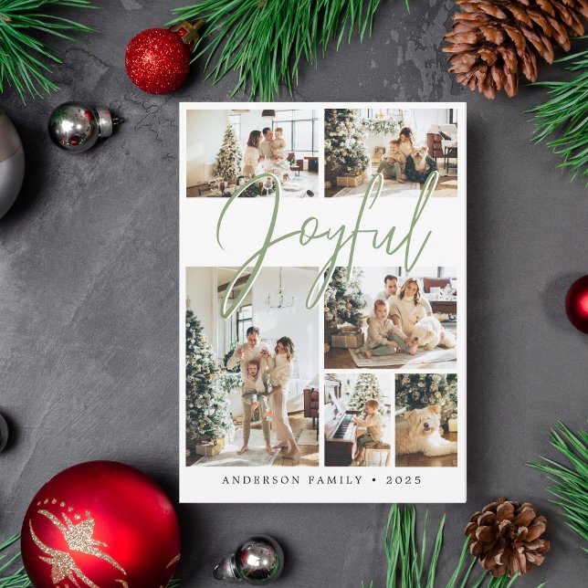 Tarjeta Festiva Foto familiar de calligraphy de Navidades verdes s (Subido por el creador)