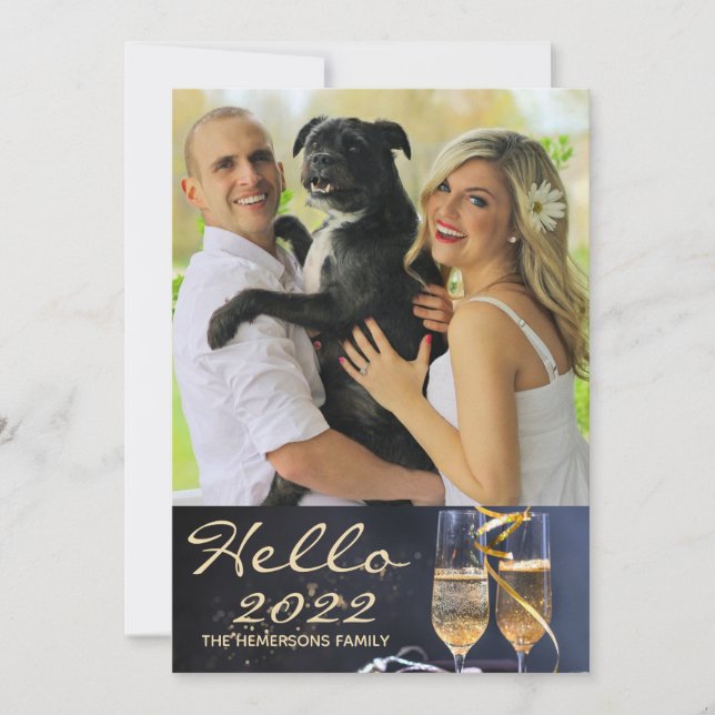 Tarjeta Festiva Foto familiar de Hello 2022 (Anverso)