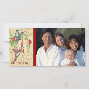 Tarjeta Festiva Foto familiar de Hummingbird Feliz feriado