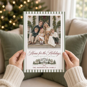Tarjeta Festiva Foto familiar de la casa Sage para las fiestas