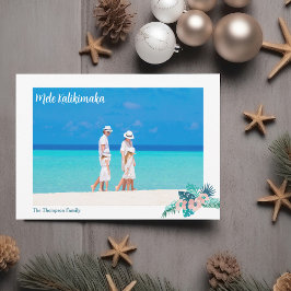 Tarjeta Festiva Foto familiar de Mele Kalikimaka Hibiscus Floral