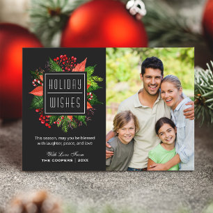 Tarjeta Festiva Foto familiar de Navidades de deseos de vacaciones