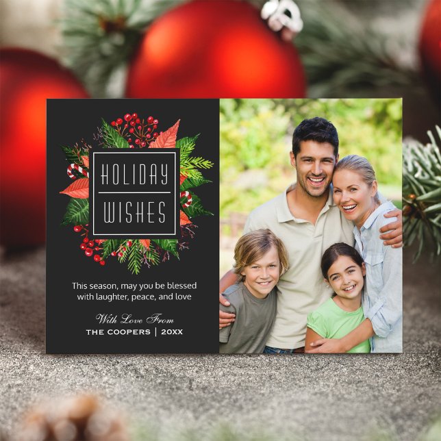 Tarjeta Festiva Foto familiar de Navidades de deseos de vacaciones (Subido por el creador)