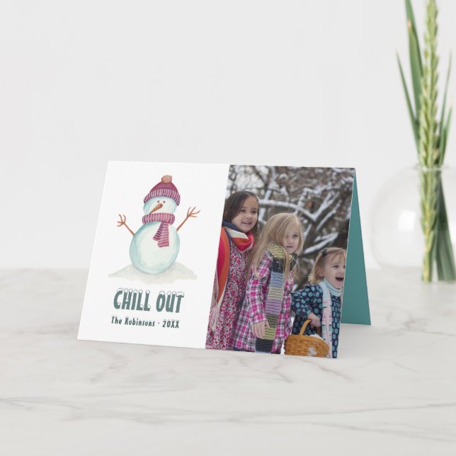 Tarjeta Festiva Foto familiar de Navidades de invierno de época (Anverso)