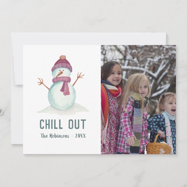 Tarjeta Festiva Foto familiar de Navidades de invierno de estilo v (Anverso)
