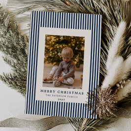 Tarjeta Festiva Foto familiar de Navidades de la Marina Azul moder