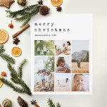 Tarjeta Festiva Foto familiar de Navidades de máquina de escribir<br><div class="desc">Este sencillo y moderno collage de fotos familiares con la tarjeta Feliz Navidad te ofrece un lugar para que añadas tus nombres, y un mensaje en la parte trasera de una hermosa tipografía de máquina de escribir, así como espacio para que añades tu propio fotomontaje (con espacio para siete fotos)....</div>