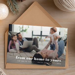 Tarjeta Festiva Foto familiar de navidades De nuestra casa a la