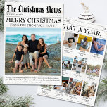 Tarjeta Festiva Foto familiar de Navidades de periódico de revisió<br><div class="desc">Captura la esencia del año pasado con nuestra tarjeta de vacaciones de fotos familiares de Navidades de periódicos en color completo. Esta hermosa tarjeta de vacaciones cuenta con una plantilla de Navidades de periódico que combina perfectamente la nostalgia con la elegancia moderna. Con su diseño editable de Navidades minimalistas, esta...</div>