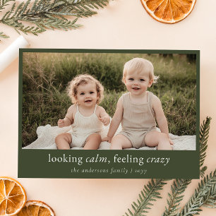 Tarjeta Festiva Foto familiar de Navidades divertidos verdes minim