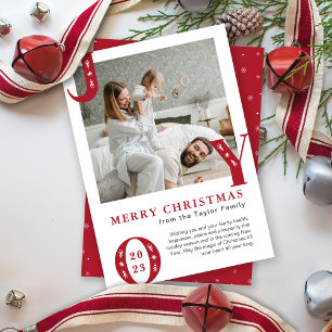 Tarjeta Festiva Foto familiar de Navidades JOY modernos