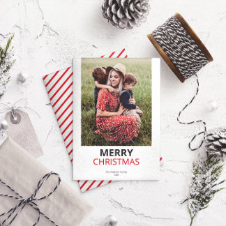 Tarjeta Festiva Foto familiar de Navidades mínimos modernos